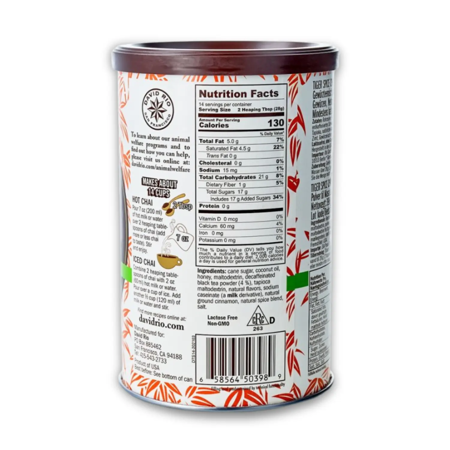 Przyprawa Chai Tiger Spice Decaf David Rio 398 g - Image 5